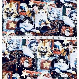 Christmas Fabric Kittens Kitties Cats Bows Ribbon Quilting Cotton BTHY NEW